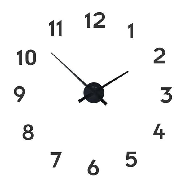 NeXtime NE-3074ZW Vægur Dia. 48 cm x 3 cm, aluminium, sort, 'Små hænder'