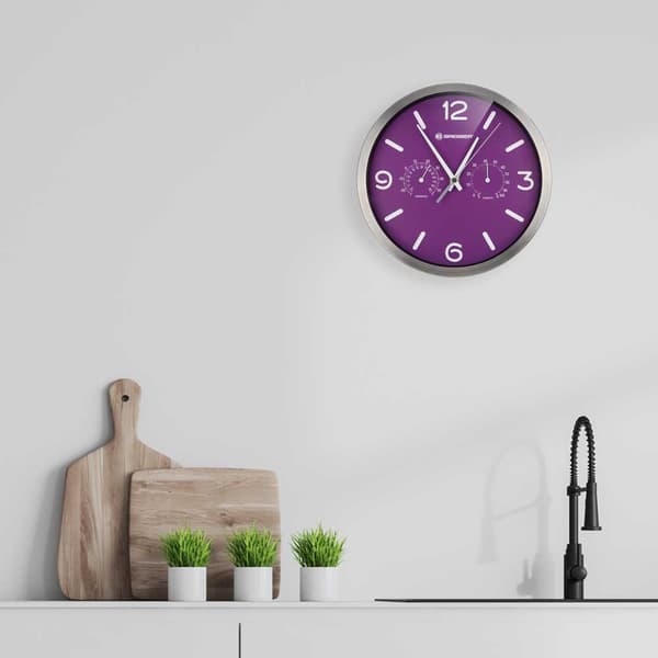 Bresser Dcf Thermo-/hygro-väggklocka Mytime 25 Cm Lila