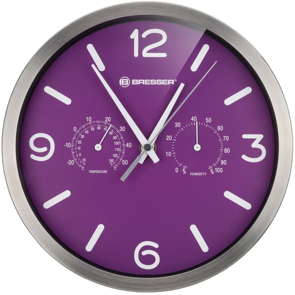 Bresser Dcf Thermo-/hygro-väggklocka Mytime 25 Cm Lila