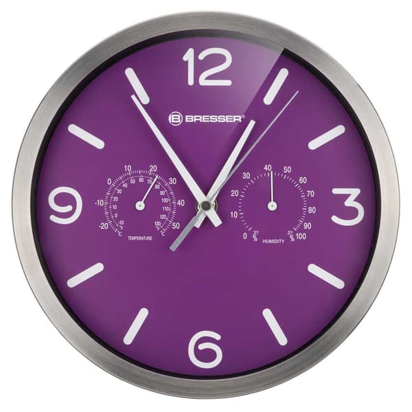 Bresser Dcf Thermo-/hygro-väggklocka Mytime 25 Cm Lila