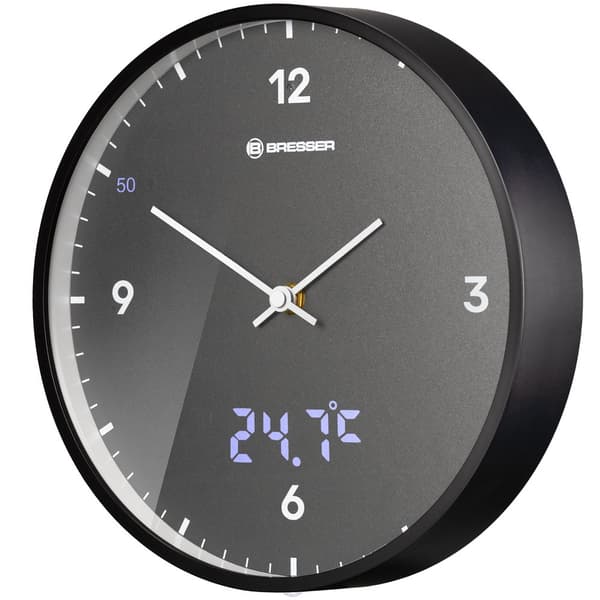 Bresser Led Väggklocka Temperaturdisplay Mytime Blå