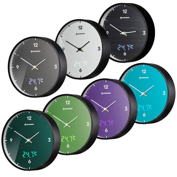 Bresser Led-seinäkellon Lämpötilanäyttö Mytime Sininen