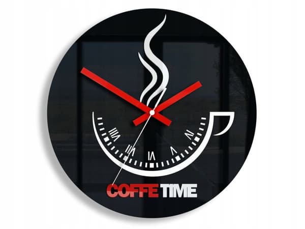 COFFEE TIME II SVART VÄGGKLOCKA