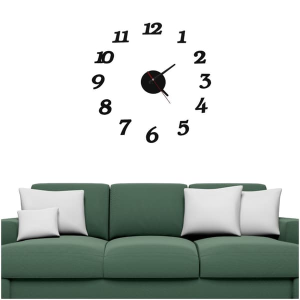 DIY vægur, justerbart, moderne, sort, 12 timer