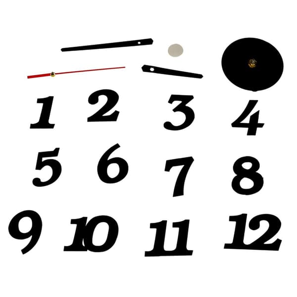 DIY vægur, justerbart, moderne, sort, 12 timer