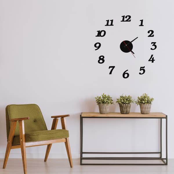 DIY vægur, justerbart, moderne, sort, 12 timer