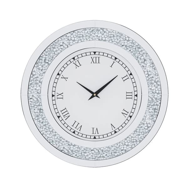 "Skinnende Crush Diamant Vægur, Lydløs Kvartsbevægelse, 24-tommers Luksus Design",Sølv, 60 cm (24 tommer)
