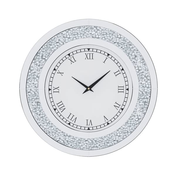"Skinnende Crush Diamant Vægur, Lydløs Kvartsbevægelse, 24-tommers Luksus Design",Sølv, 60 cm (24 tommer)