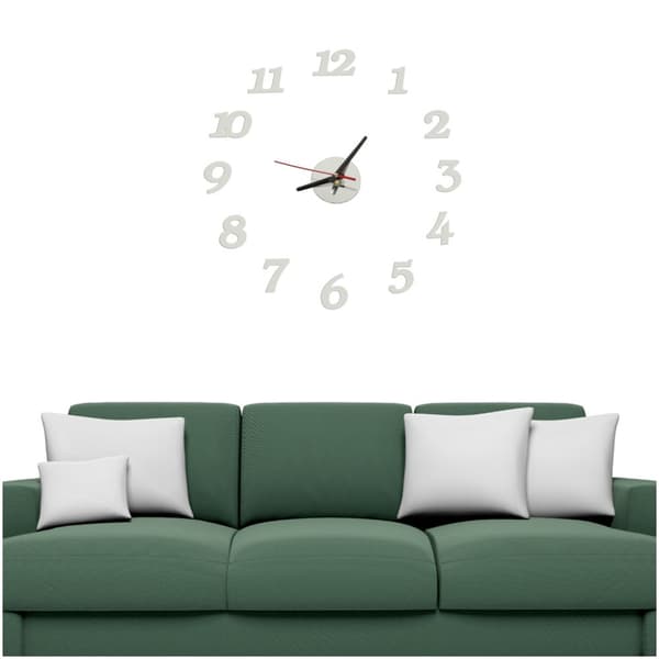 DIY vægur, justerbart, moderne, sølv, 12 timer