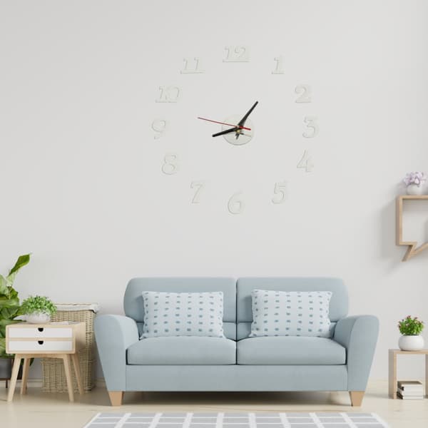 DIY vægur, justerbart, moderne, sølv, 12 timer