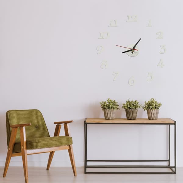 DIY vægur, justerbart, moderne, sølv, 12 timer