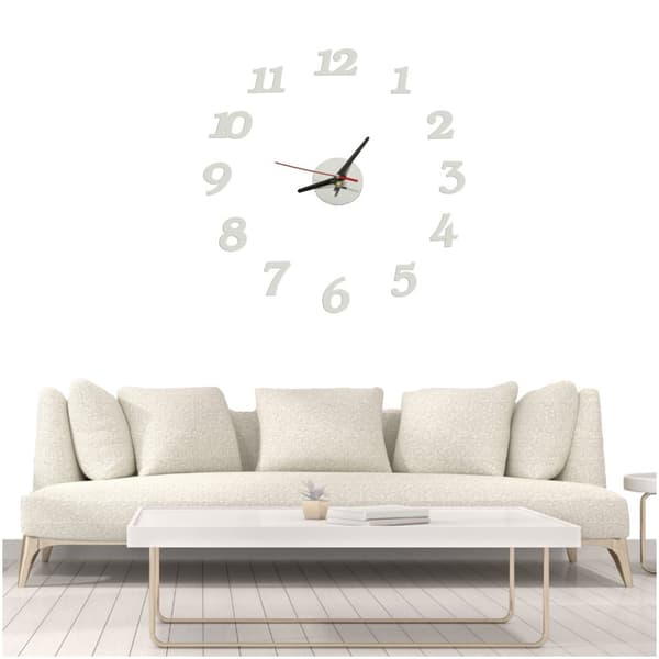 DIY vægur, justerbart, moderne, sølv, 12 timer