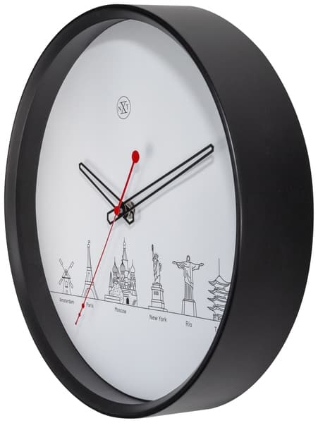 NeXtime NX-7350 Väggklocka NXt Worldtour Dia 30cm Plast Svart