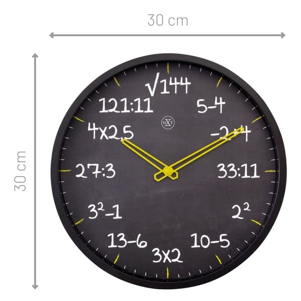 NeXtime NX-7363ZW Math Väggklocka - 30 cm - Tyst klocka - Beräkningsformel Design - NXt By - "Maths"
