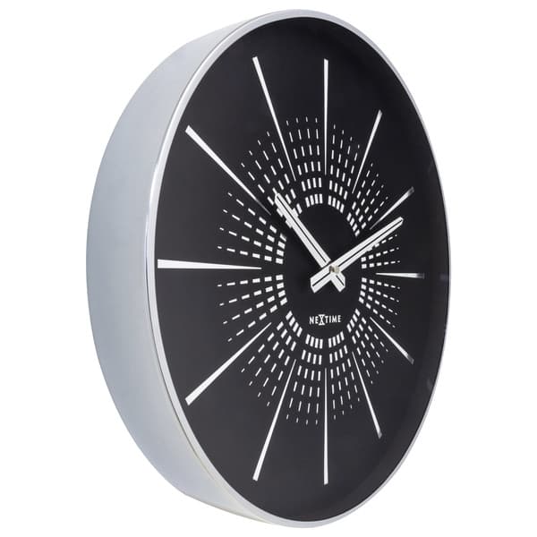 NeXtime NE-3287ZW Silent Wall Clock - 40cm - Sort - Metal - "Excentrisk"