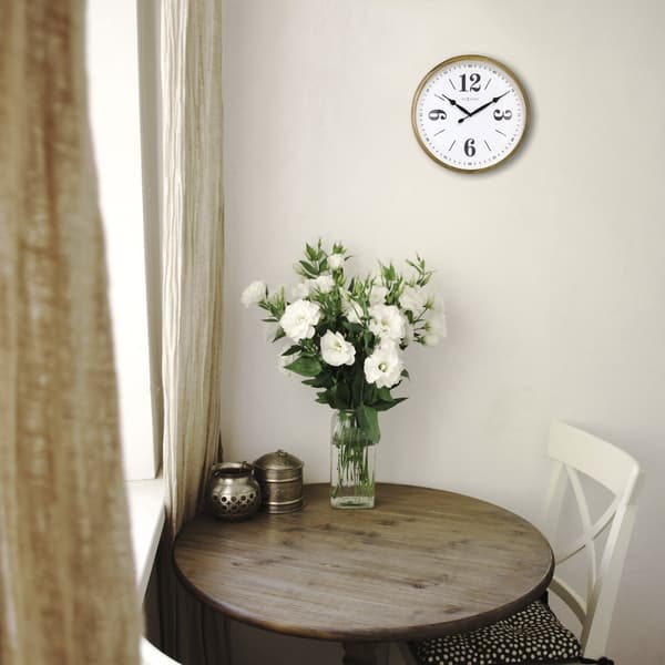 NeXtime NE-3290GO Rural väggklocka - 39 cm - Silent Clock - Vit/Guld - "Classic"