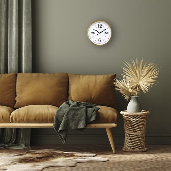 NeXtime NE-3290GO Rural väggklocka - 39 cm - Silent Clock - Vit/Guld - "Classic"