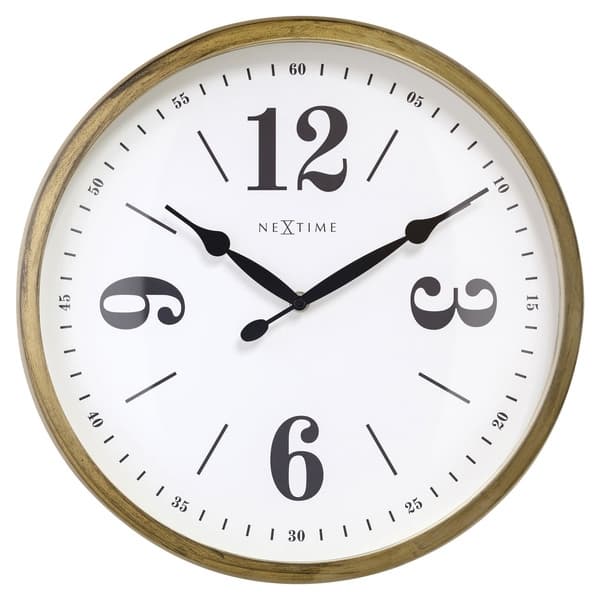 NeXtime NE-3290GO Rural vægur - 39 cm - Silent Clock - Hvid/Guld - "Classic"