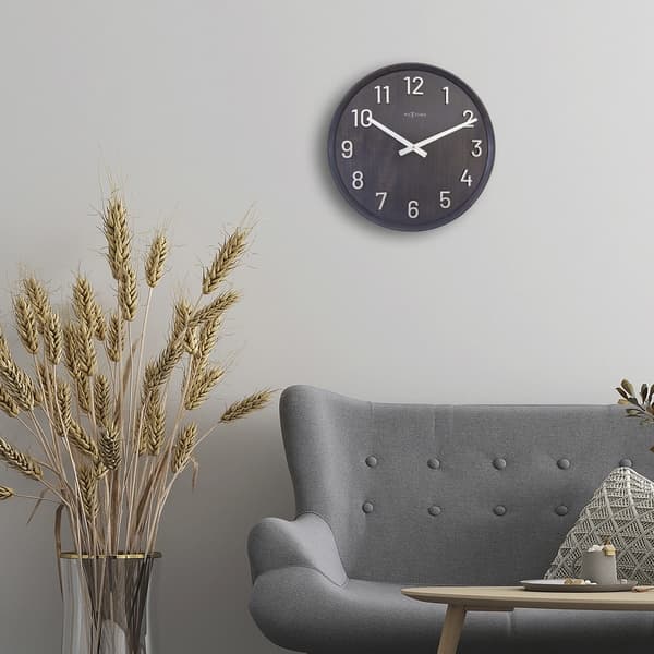NeXtime NE-3284ZW Stort vægur - 50 cm - Silent Clock - Valnød - Sort - "Precious"