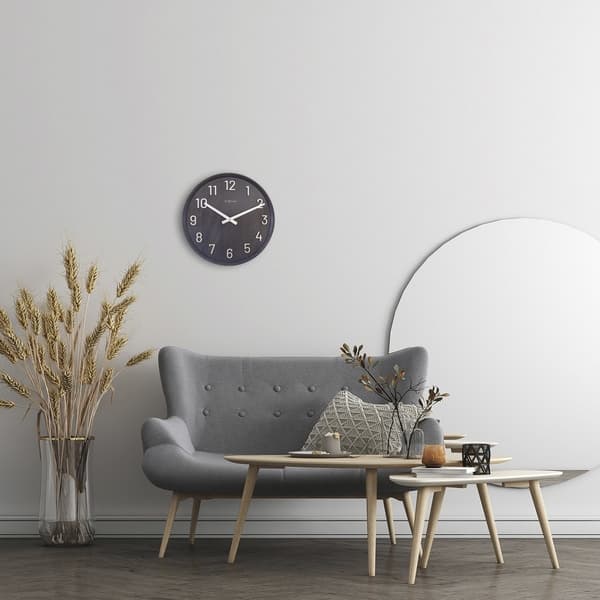 NeXtime NE-3284ZW Stort vægur - 50 cm - Silent Clock - Valnød - Sort - "Precious"
