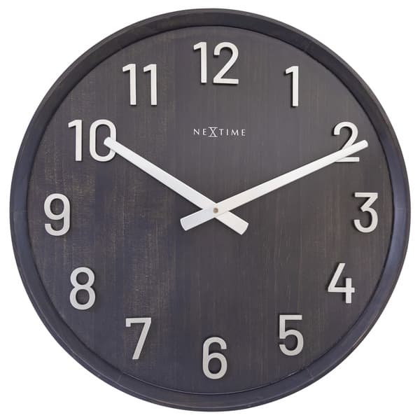 NeXtime NE-3284ZW Stort vægur - 50 cm - Silent Clock - Valnød - Sort - "Precious"