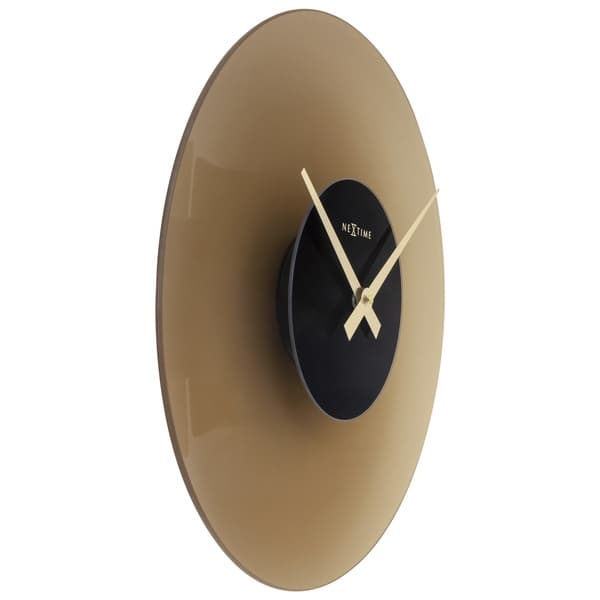 NeXtime NE-8196BR Silent Wall Clock - 40cm - Matbrun - Glas - "Float"