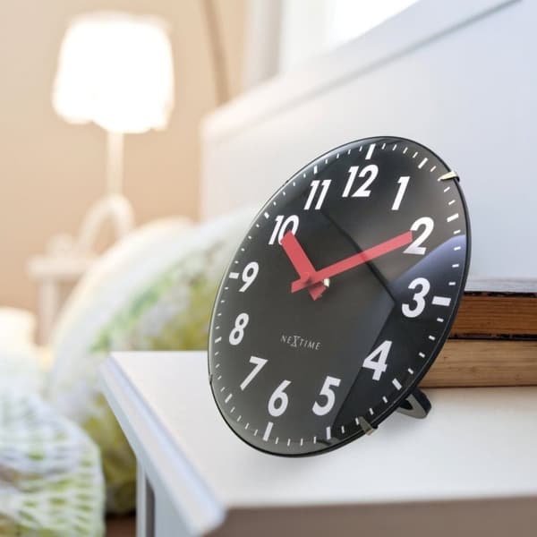 NeXtime NE-3533ZW Glasbordsklocka Duomo Mini 20 cm Svart/Röd