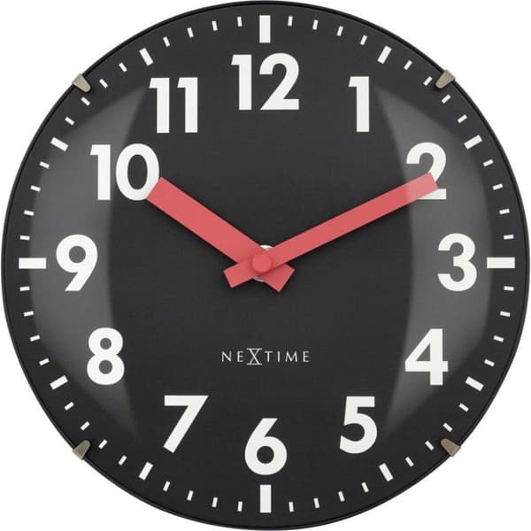 NeXtime NE-3533ZW Glasbordsklocka Duomo Mini 20 cm Svart/Röd