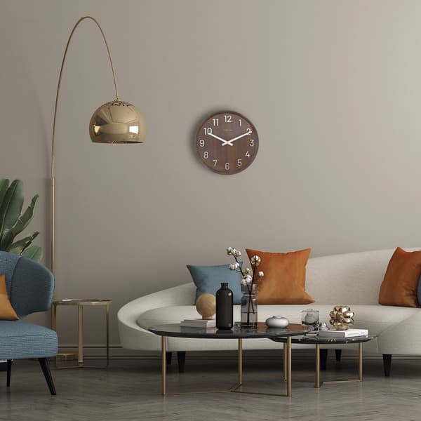 NeXtime NE-3284BR Stort vægur - 50 cm - Silent Clock - Valnøddetræ - "Precious"