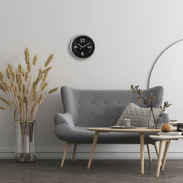 NeXtime NE-3290ZI Landligt vægur - 39 cm - Silent Clock - Hvid/sølv - "Classic"
