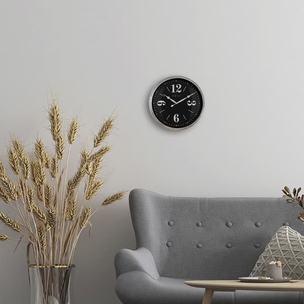 NeXtime NE-3290ZI Landligt vægur - 39 cm - Silent Clock - Hvid/sølv - "Classic"