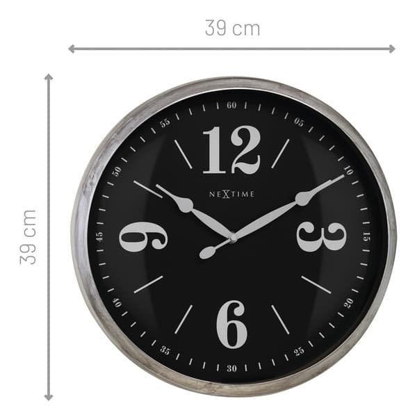 NeXtime NE-3290ZI Landligt vægur - 39 cm - Silent Clock - Hvid/sølv - "Classic"