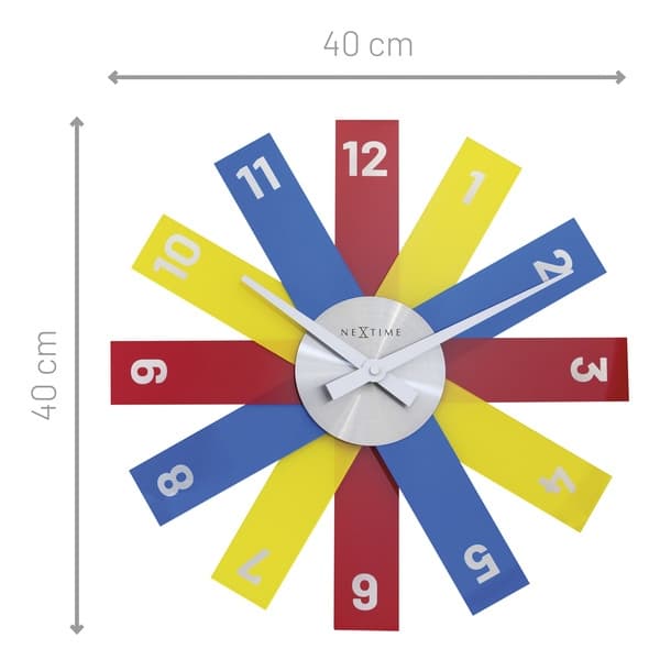 NeXtime NE-3285DI Design vægur - 40 cm - Silent Clock - Flerfarvet - Akryl - "Plexi"