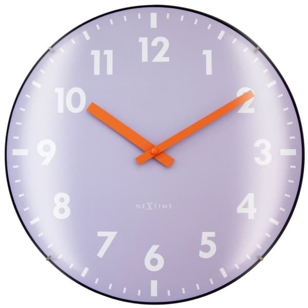 NeXtime NE-3542LA vægur i glas Duomo 35 cm lavendel/rød