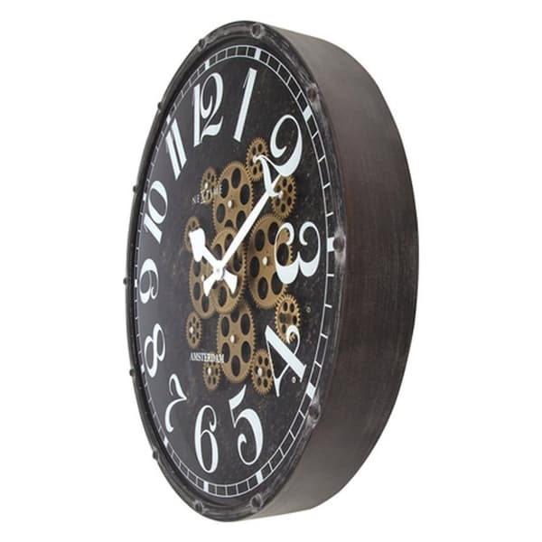 NeXtime NE-3282ZW Klocka Henry 50 cm + Moving Gears Svart