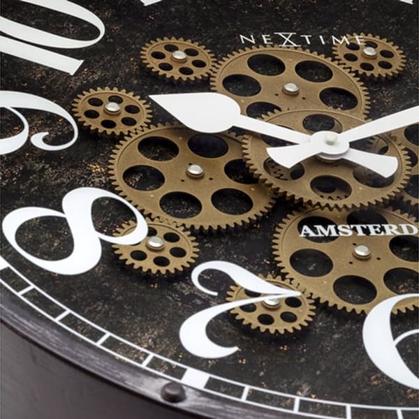 NeXtime NE-3282ZW Klocka Henry 50 cm + Moving Gears Svart