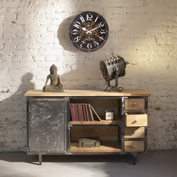 NeXtime NE-3282ZW Klocka Henry 50 cm + Moving Gears Svart