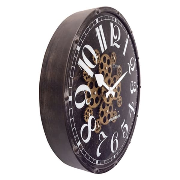 NeXtime NE-3282ZW Klocka Henry 50 cm + Moving Gears Svart