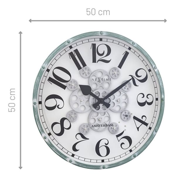 NeXtime NE-3282WI Gear Clock Henry 50 cm + Moving Gears Vit