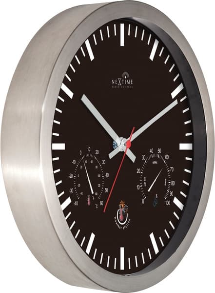 NeXtime NE-90513ZW Vægur + Vejrstation 25 cm Sort RC Aluminium