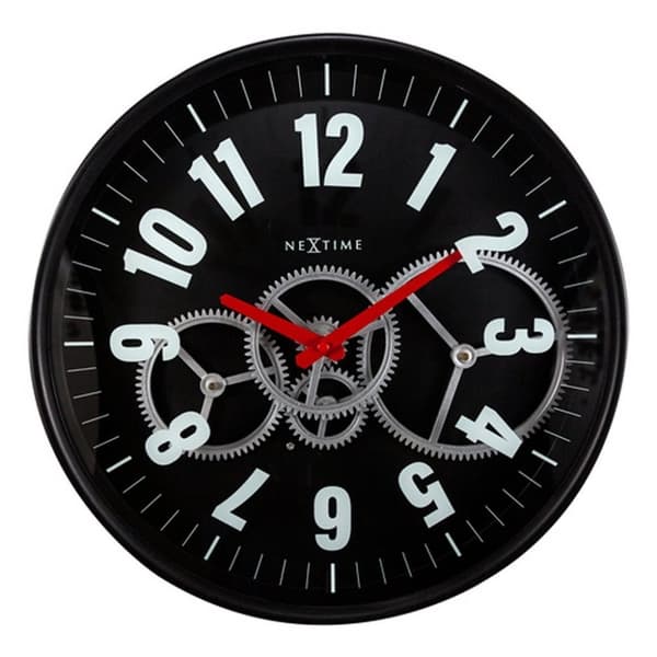 NeXtime NE-3259ZW Modern Gear Vægur 36 cm Sort/Hvid
