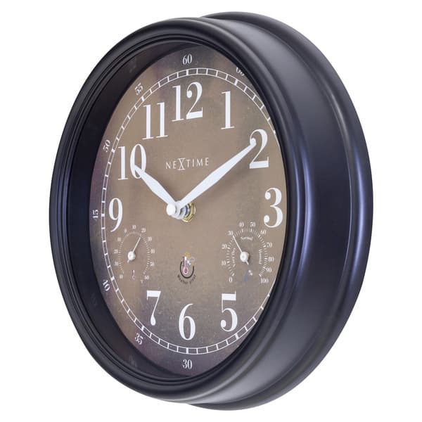 NeXtime NE-4318BR Udendørs ur Jasmine + Termo- og hydrometer 23,5 cm Sort/Kobber