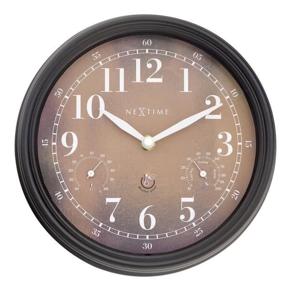 NeXtime NE-4318BR Udendørs ur Jasmine + Termo- og hydrometer 23,5 cm Sort/Kobber