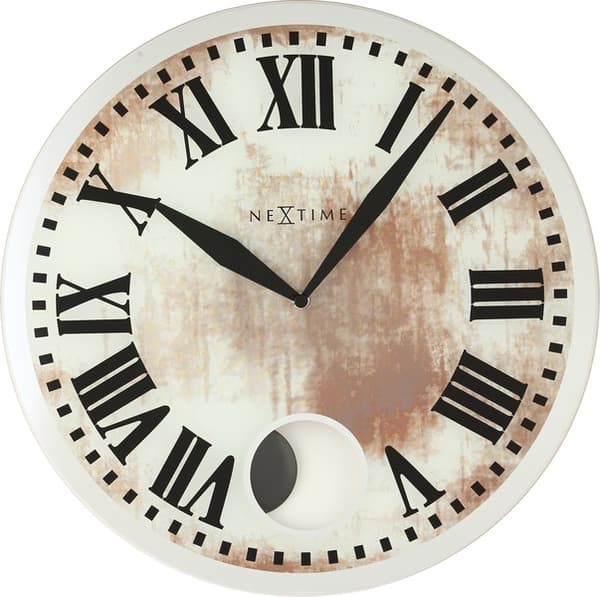 NeXtime NE-8162 vægur Dia. 43 x 4,2 cm, glas, hvid, 'Romana'