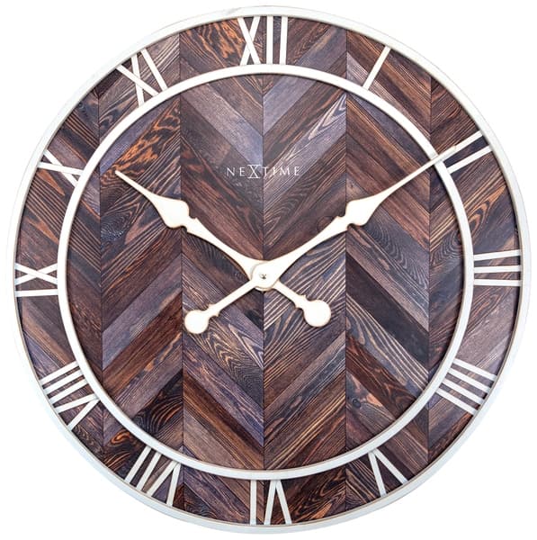 NeXtime NE-3245BR - Vægur - Ø 58 Cm - Træ/metal - Mørkebrun - 'Roman Vintage'