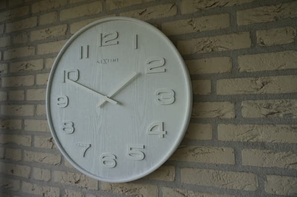 NeXtime NE-3095WI Väggklocka Dia. 53 x 3 cm, Trä, Vit, 'Wood Wood Big'