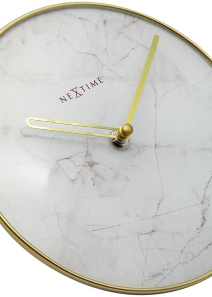 NeXtime NE-5222WI - Bordur - Ø 20 Cm - Glas / Metal - Hvid - 'Marble'