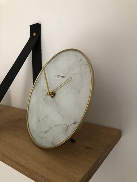 NeXtime NE-5222WI - Bordur - Ø 20 Cm - Glas / Metal - Hvid - 'Marble'