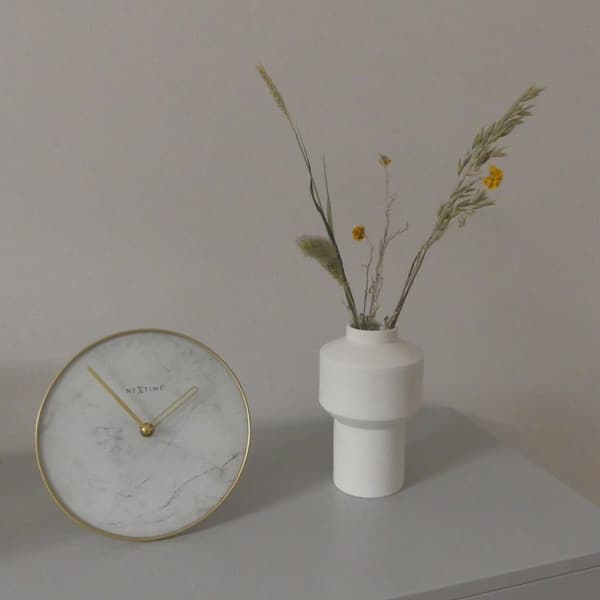 NeXtime NE-5222WI - Bordur - Ø 20 Cm - Glas / Metal - Hvid - 'Marble'