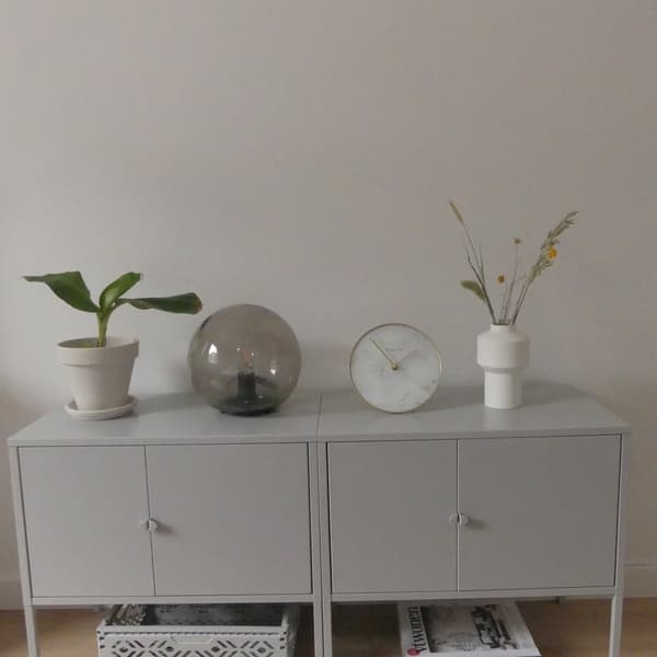 NeXtime NE-5222WI - Bordur - Ø 20 Cm - Glas / Metal - Hvid - 'Marble'